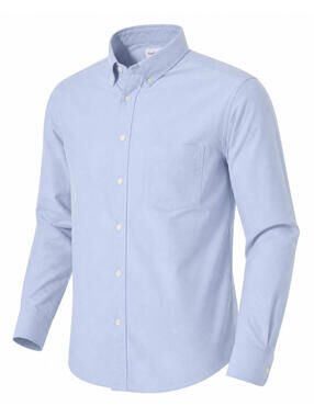 Goodfellow Button Up Shirt Mens 2XL XXL Blue Long Sleeves Slim Fit Stretch Work